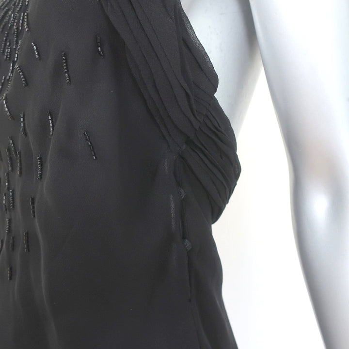 Gucci 2006 Beaded Halter Top Black Silk Chiffon Size 42 NEW