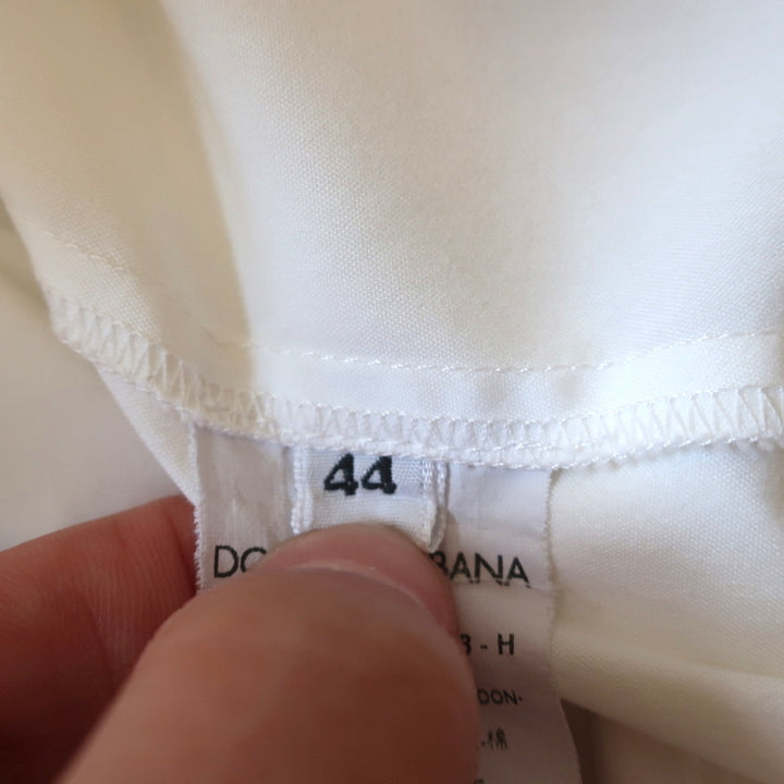 Dolce &amp; Gabbana Short Sleeve Collared Shirt White Stretch Cotton Size 44