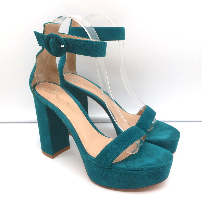 RAID Wide Fit Wink block heel sandals in teal metallic | ASOS