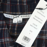 Veronica Beard Smocked Mini Dress Melnar Navy Metallic Plaid Size 6 NEW