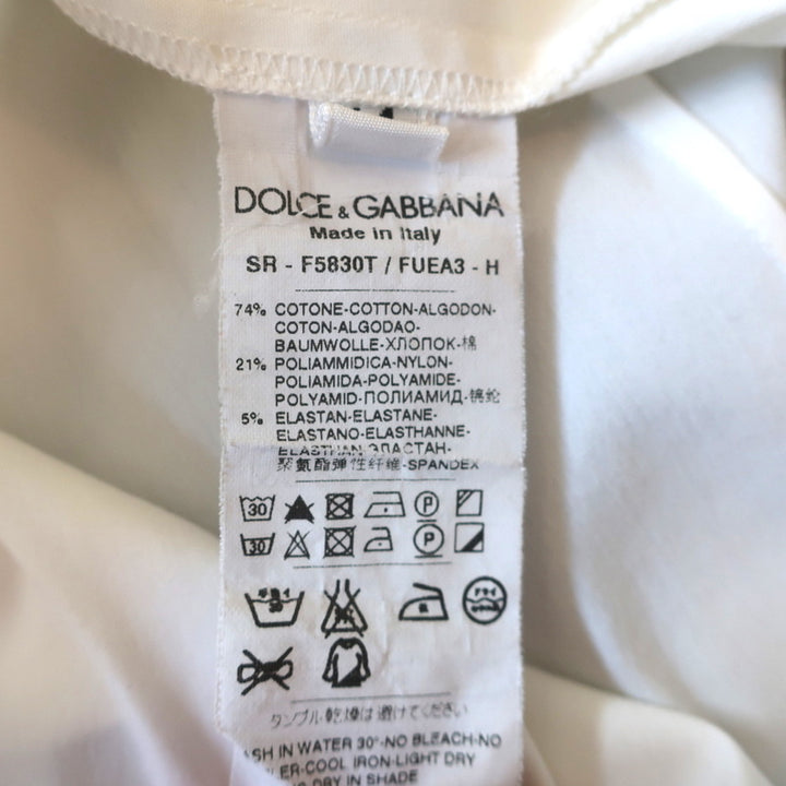 Dolce &amp; Gabbana Short Sleeve Collared Shirt White Stretch Cotton Size 44