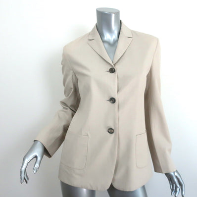 The Row Patch Pocket Blazer Stone Virgin Wool-Blend Size 0 Three Button Jacket