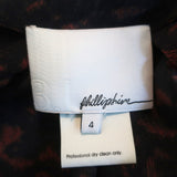 3.1 Phillip Lim Mini Dress Black/Brown Animal Print Silk Size 4 Sleeveless Tunic