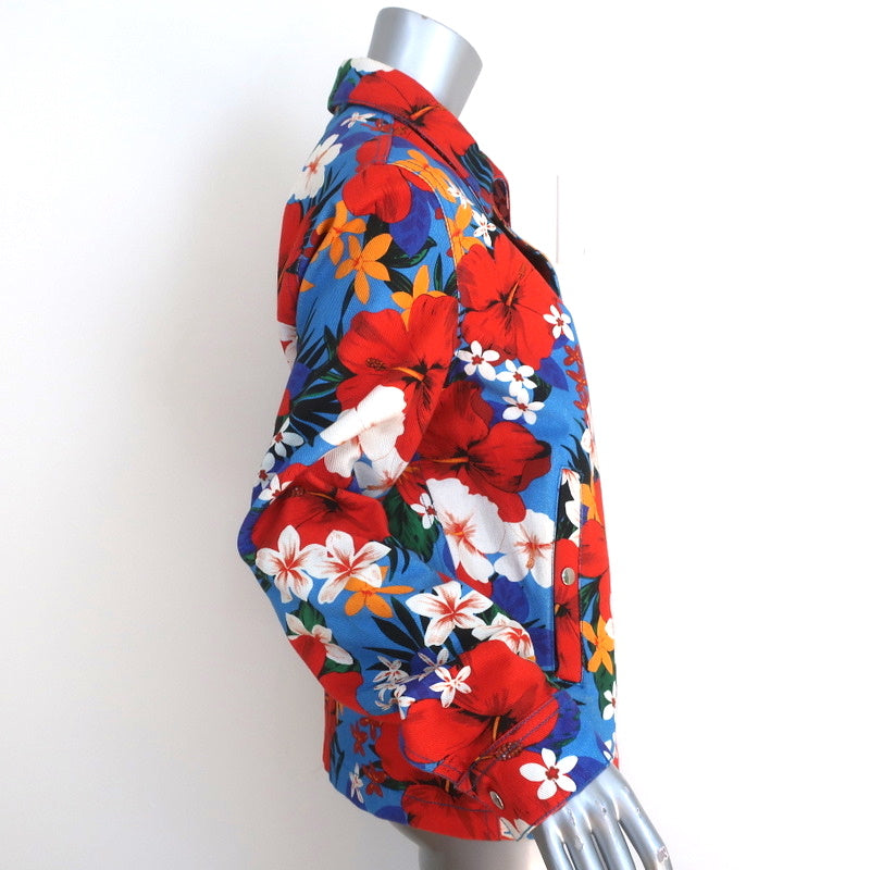 AMI Alexandre Mattiussi Floral Print Denim Jacket Size Small Unisex