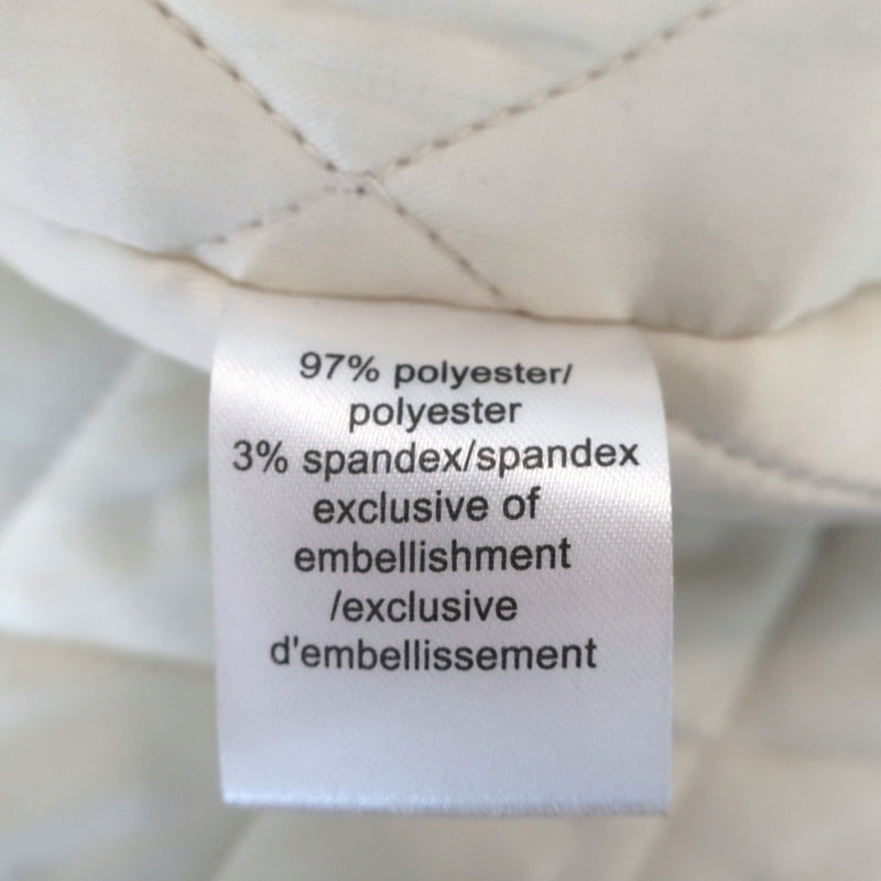 Pam &amp; Gela Crystal Crane Embroidered Satin Bomber Jacket Black/Cream Size Petite