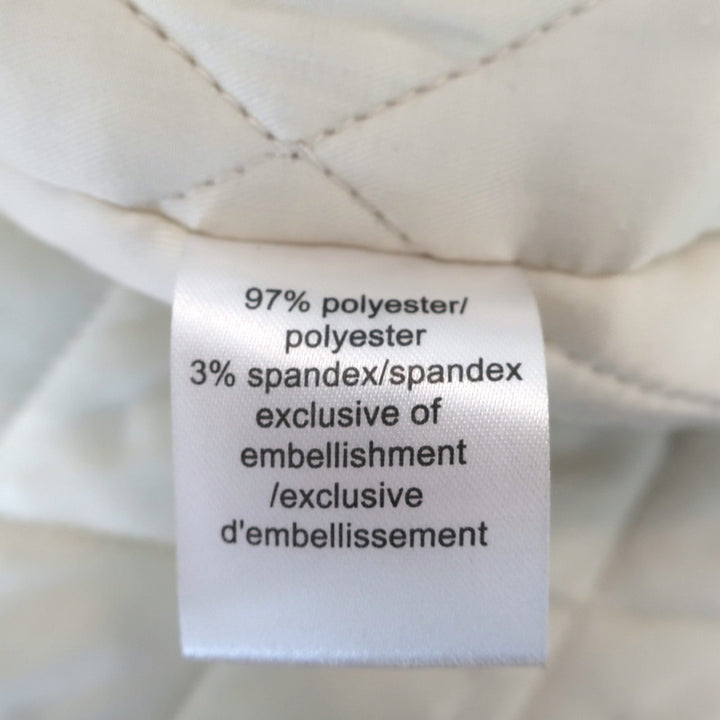 Pam &amp; Gela Crystal Crane Embroidered Satin Bomber Jacket Black/Cream Size Petite