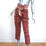 Veronica Beard Paperbag Pants Clerence Rust Floral Print Cotton Size 6 NEW