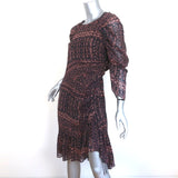 Ulla Johnson Ruched Mini Dress Aicha Brown Printed Silk Size 10 NEW