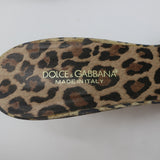 Dolce & Gabbana Double Strap Slide Sandals Brown Leather & Leopard Print Size 41