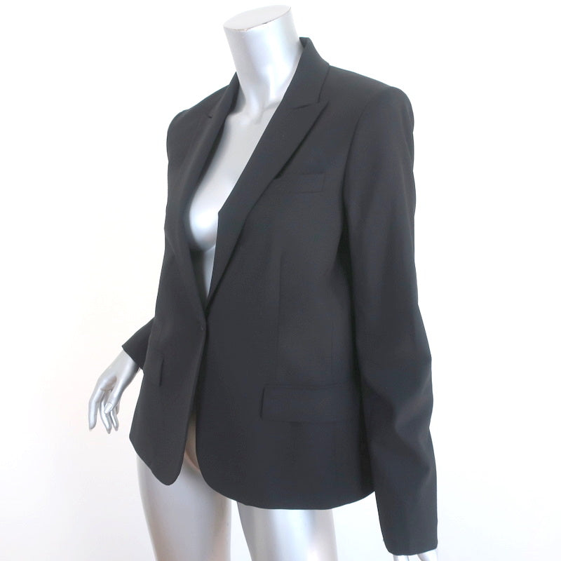 Theory Gabe Blazer Black Stretch Wool Size 6 One Button Jacket NEW