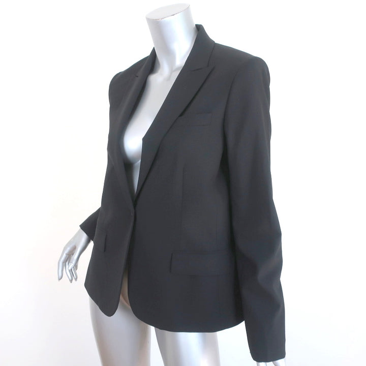 Theory Gabe Blazer Black Stretch Wool Size 6 One Button Jacket NEW