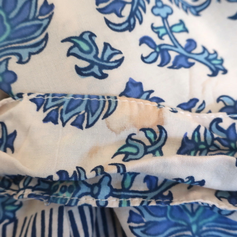Natalie Martin Tie-Sleeve Top Renata Ivory/Blue Cyprus Print Size Extra Small