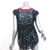 Ulla Johnson Top Anosha Navy Embroidered Floral Print Georgette Size 0