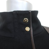 Ralph Lauren Collection Jacket Black Leather-Trim Silk Knit Size Medium