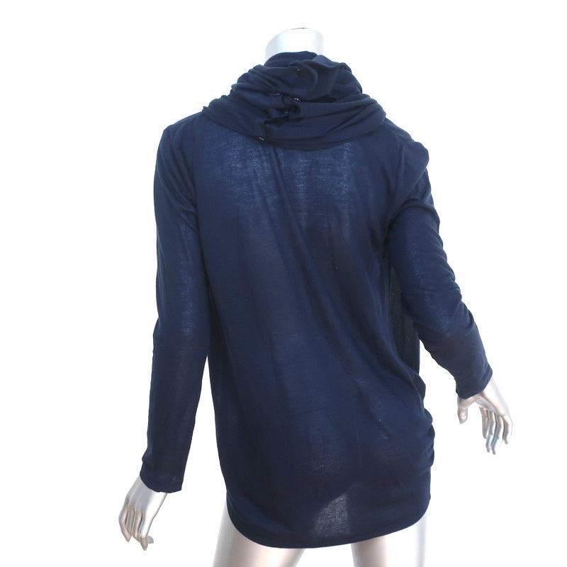 Alice + Olivia Drape Wrap Around Cardigan Navy Lyocell Knit Size Small