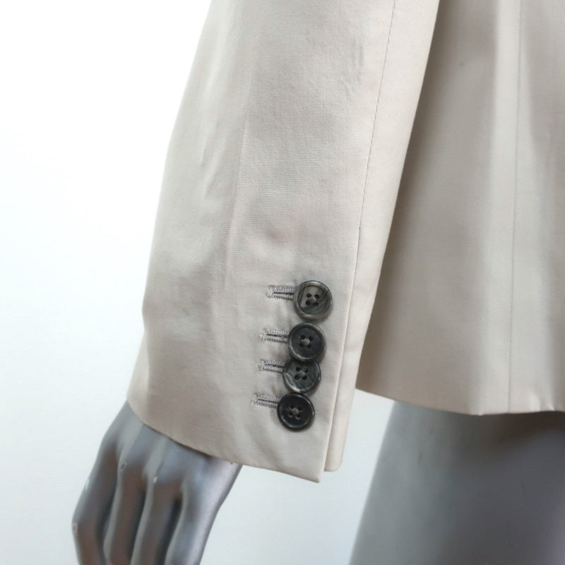 The Row Patch Pocket Blazer Stone Virgin Wool-Blend Size 0 Three Button Jacket