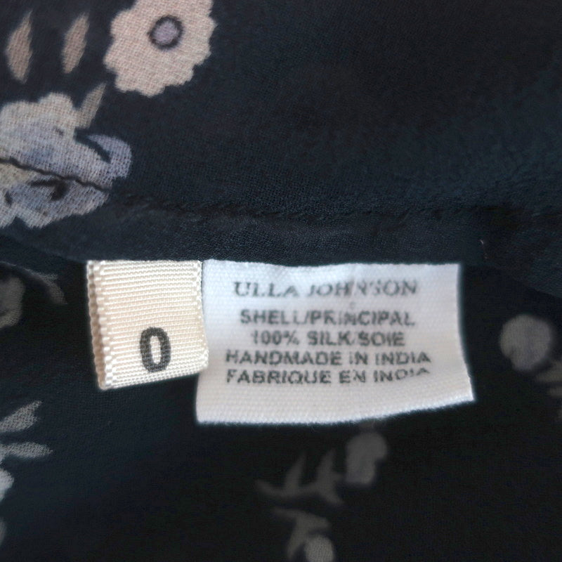 Ulla Johnson Top Anosha Navy Embroidered Floral Print Georgette Size 0