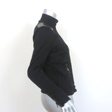 Ralph Lauren Collection Jacket Black Leather-Trim Silk Knit Size Medium