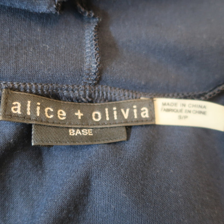 Alice + Olivia Drape Wrap Around Cardigan Navy Lyocell Knit Size Small