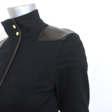 Ralph Lauren Collection Jacket Black Leather-Trim Silk Knit Size Medium