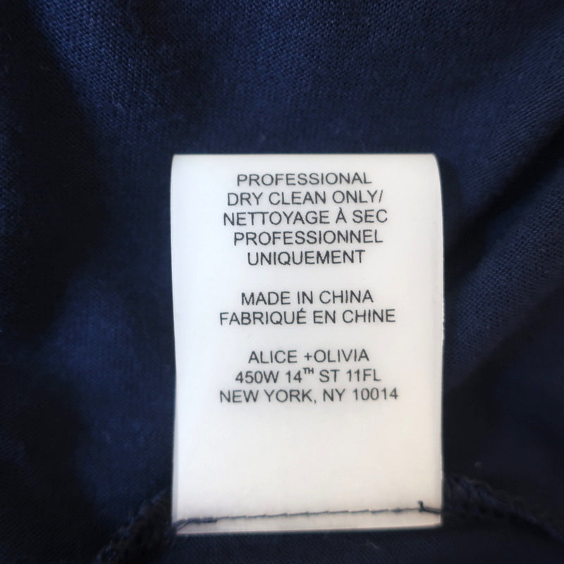 Alice + Olivia Drape Wrap Around Cardigan Navy Lyocell Knit Size Small