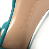 Gianvito Rossi Portofino Platform Sandals Teal Suede Size 36.5 Ankle Strap Heels