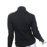 Ralph Lauren Collection Jacket Black Leather-Trim Silk Knit Size Medium