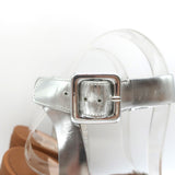 Miu Miu Crystal-Embellished Two Tone Sandals Brown & Silver Leather Size 36