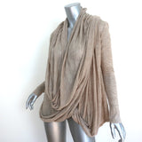 Alice + Olivia Drape Wrap Around Cardigan Beige Knit Size Small