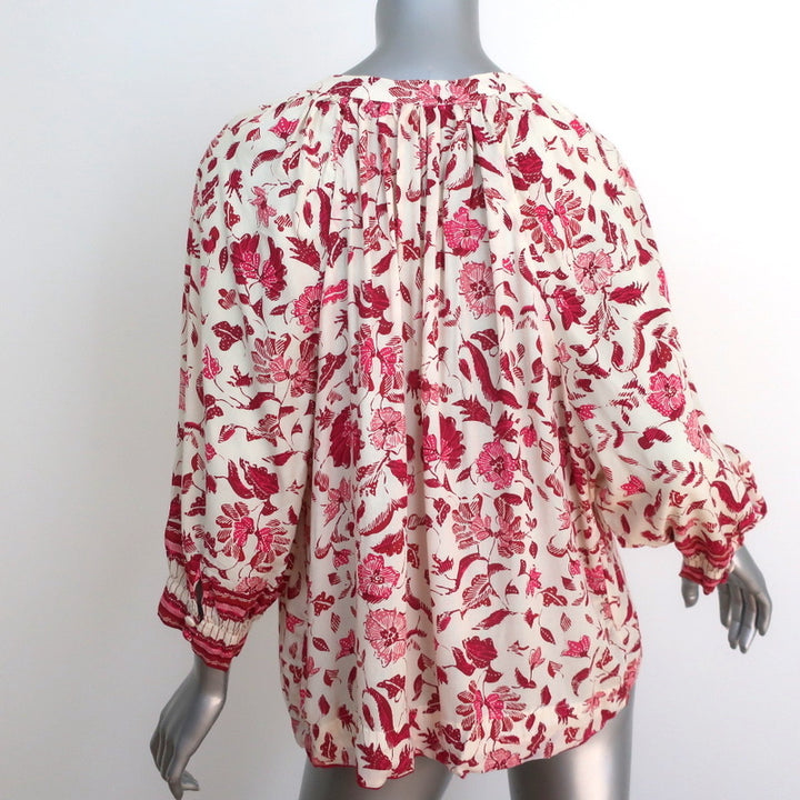 Natalie Martin Blouse Remy Cream Floral Print Size Extra Small 3/4 Sleeve Top