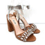 Miu Miu Crystal-Embellished Two Tone Sandals Brown & Silver Leather Size 36
