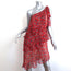 Just Cavalli One Shoulder Tiered Dress Red Star Print Chiffon Size 42
