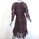 Ulla Johnson Ruched Mini Dress Aicha Brown Printed Silk Size 10 NEW