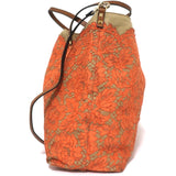 Valentino Glam Reversible Lace Tote Orange/Tan Large Crossbody Shoulder Bag