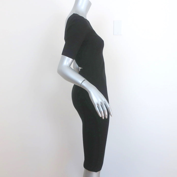Theory Open-Back Dress Narlissa Prosecco Black Knit Size Small Short Sleeve