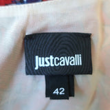 Just Cavalli One Shoulder Tiered Dress Red Star Print Chiffon Size 42