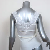 Ralph Lauren Black Label Tank Top White Lace-Trim Ribbed Cotton Size Small NEW