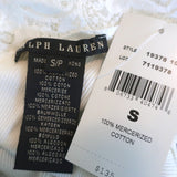 Ralph Lauren Black Label Tank Top White Lace-Trim Ribbed Cotton Size Small NEW
