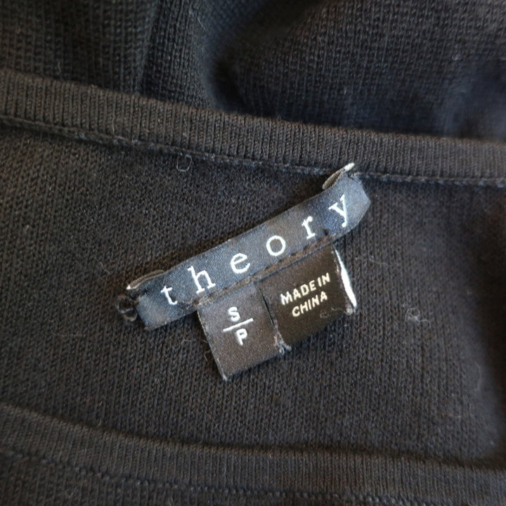 Theory Open-Back Dress Narlissa Prosecco Black Knit Size Small Short Sleeve