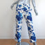 Tory Burch Kara Pants Blue/White Rosemont Floral Print Stretch Denim Size 4 NEW