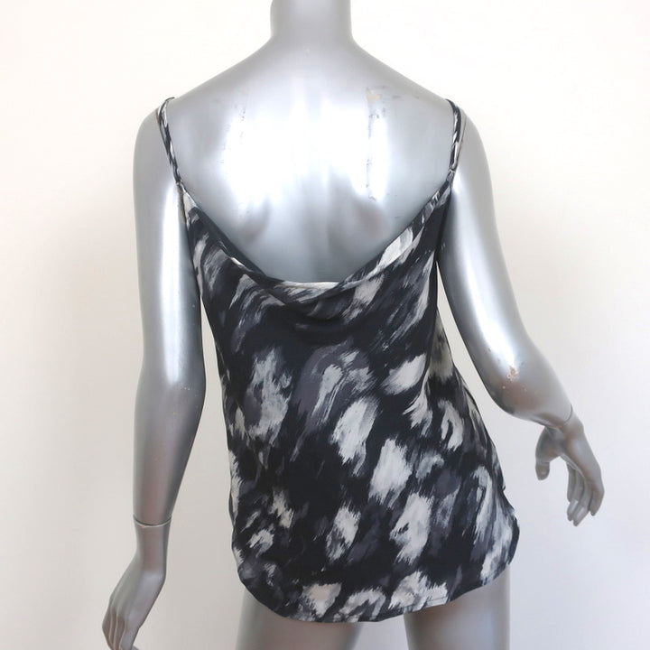 Haute Hippie Cowl Back Camisole Black Printed Silk Size Small V-Neck Tank Top