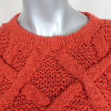 Ulla Johnson Pilar Cable Knit Sweater Poppy Cotton Size Medium Crewneck Pullover
