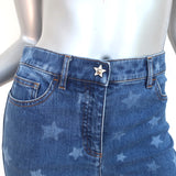 Valentino Star Print Cuffed Jeans Blue Stretch Denim Size 25