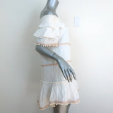 MISA Off-Shoulder Mini Dress Laleh Cream/Gold Metallic Stripe Size Extra Small