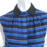 Miss Wu by Jason Wu Collared Blouse Blue Striped Silk Size 0 Sleeveless Top