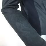 Vince Cowl Neck Leather Biker Jacket Navy Size Medium