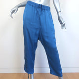 Nili Lotan Safi Pants Azure Blue Satin Size Medium NEW