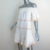 MISA Off-Shoulder Mini Dress Laleh Cream/Gold Metallic Stripe Size Extra Small