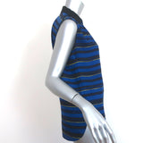 Miss Wu by Jason Wu Collared Blouse Blue Striped Silk Size 0 Sleeveless Top