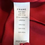FRAME Puff Sleeve Top Olivia Lipstick Red Silk Size Small Button-Up Blouse